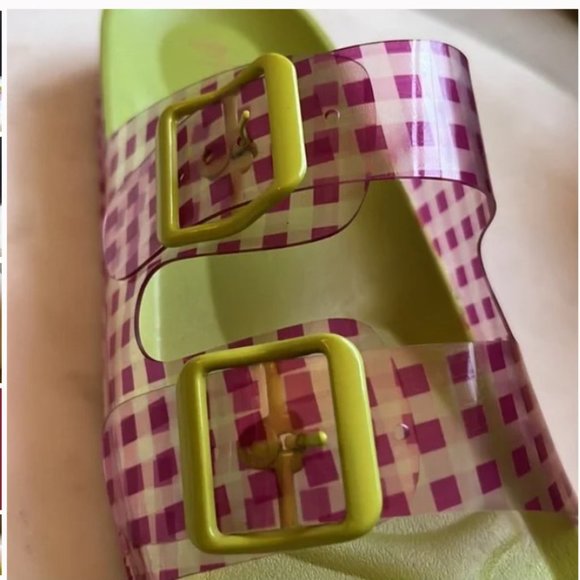 Stylish Pink Checkered Women's Sandals - Picture 6 of 7